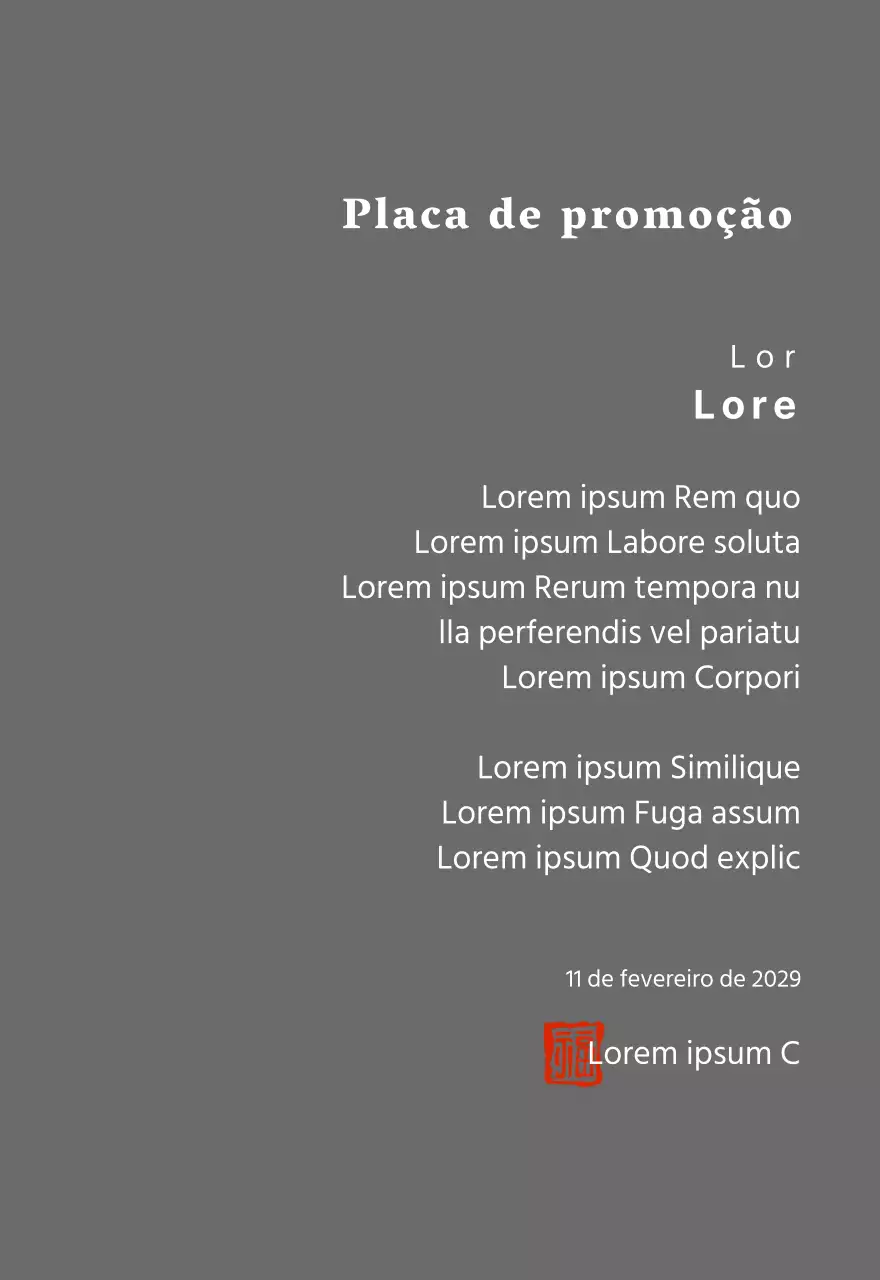 Placa de felicitações de promoção num tipo de letra serifado com classe