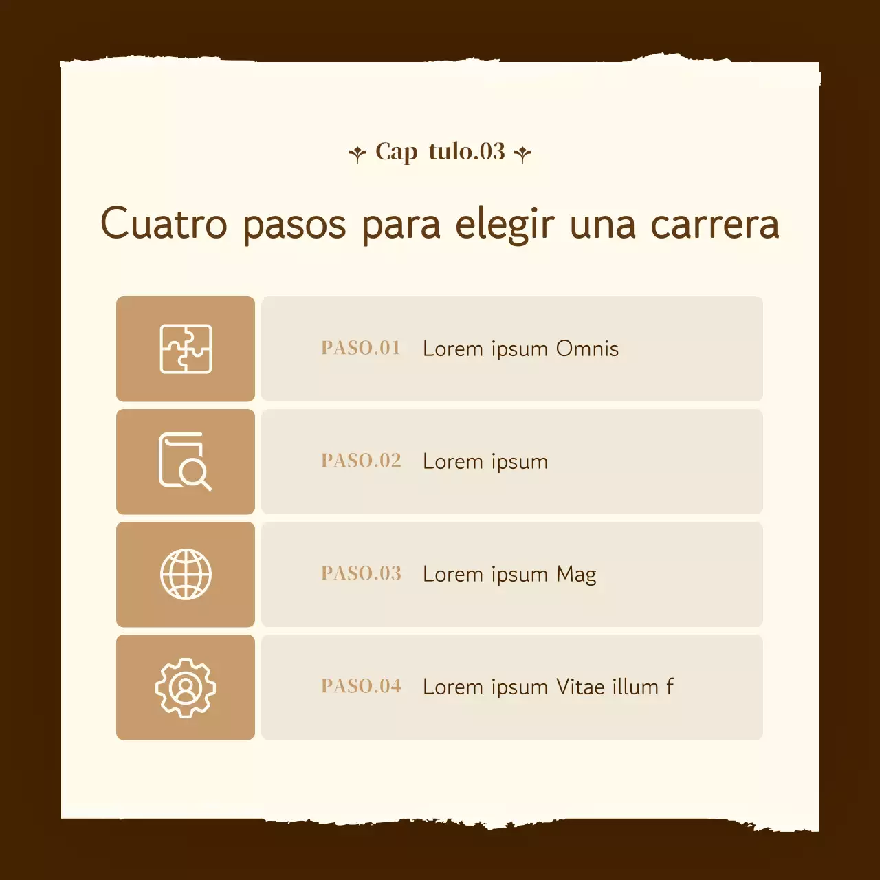 Promover una línea de consejos sencilla, marrón y beige