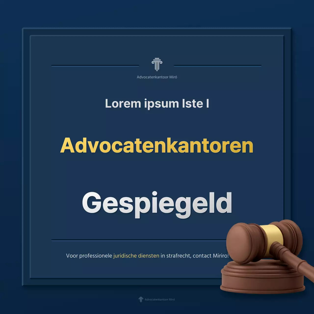 Een eenvoudig blauw en geel bedrijfsprofiel van een advocatenkantoor