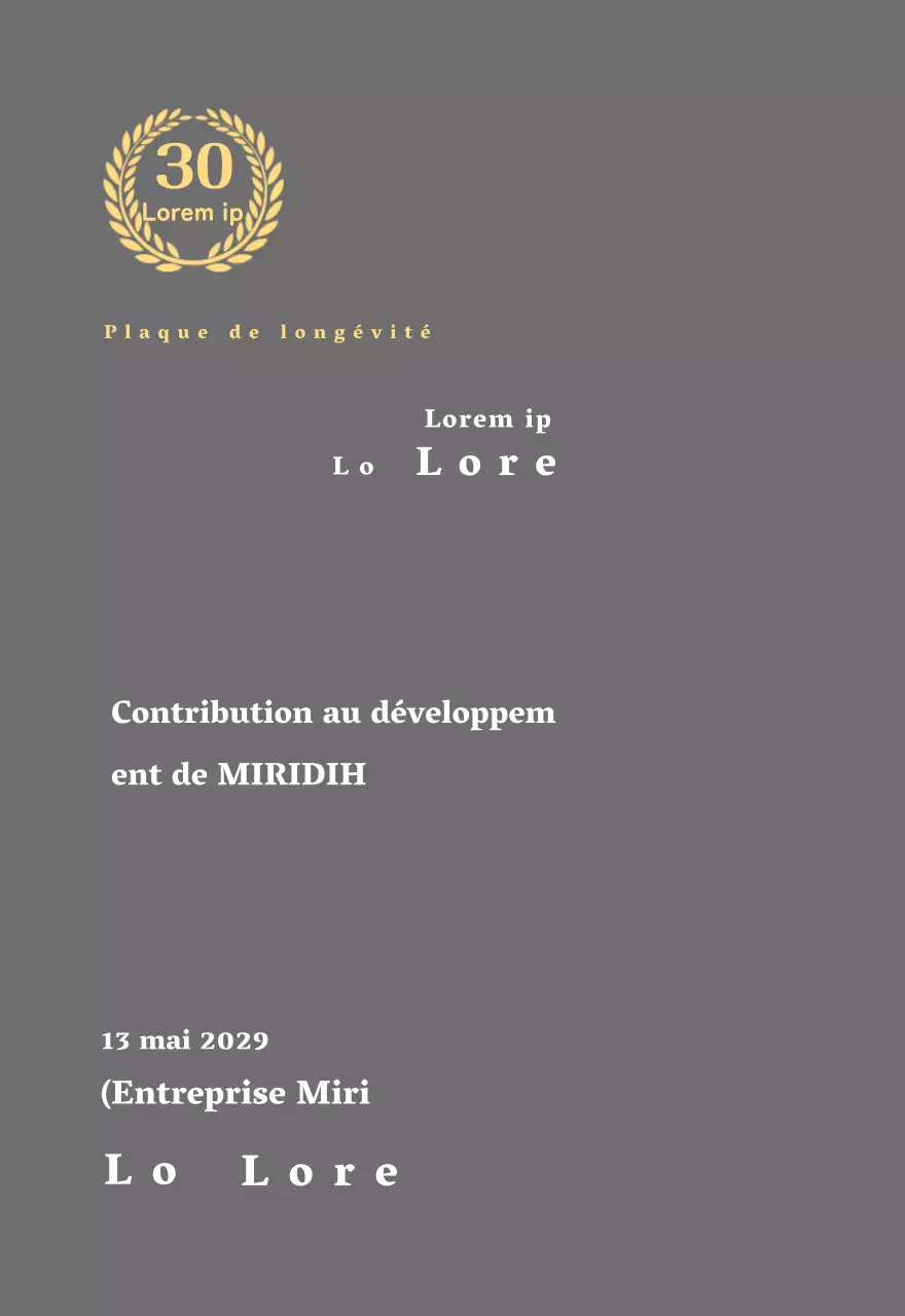 Plaque d'entreprise pour longs états de service avec symbole de laurier