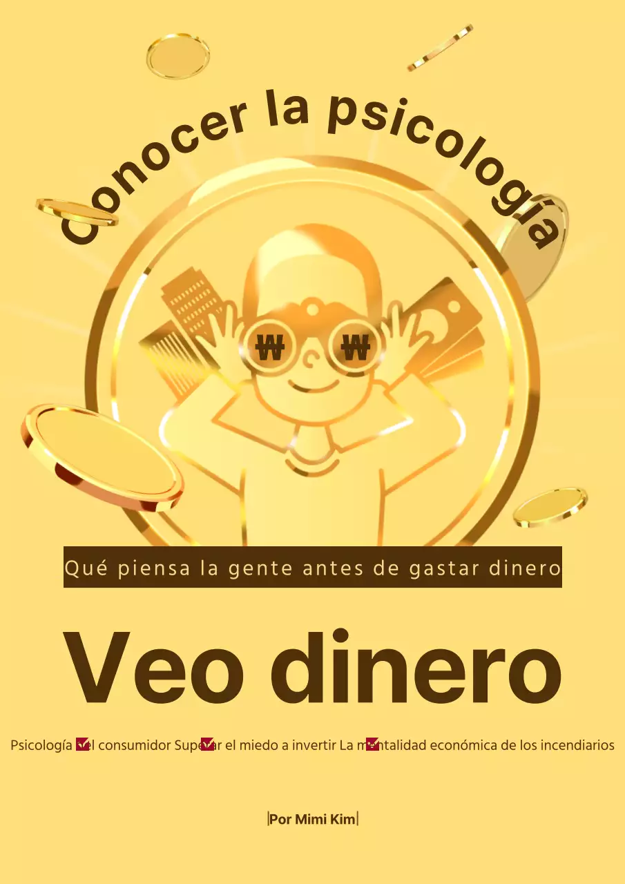 Portada de libro sencillo de economía psicológica en amarillo y marrón
