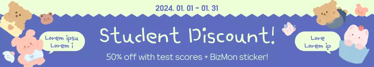 Fanciful items with cute characters for student discounts