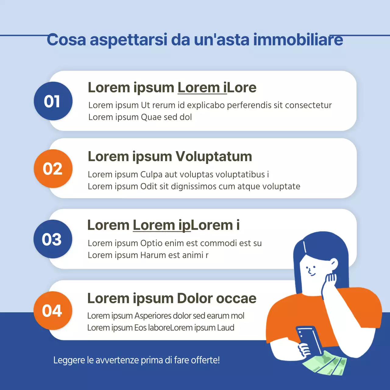 Una semplice guida arancione e blu alle aste immobiliari
