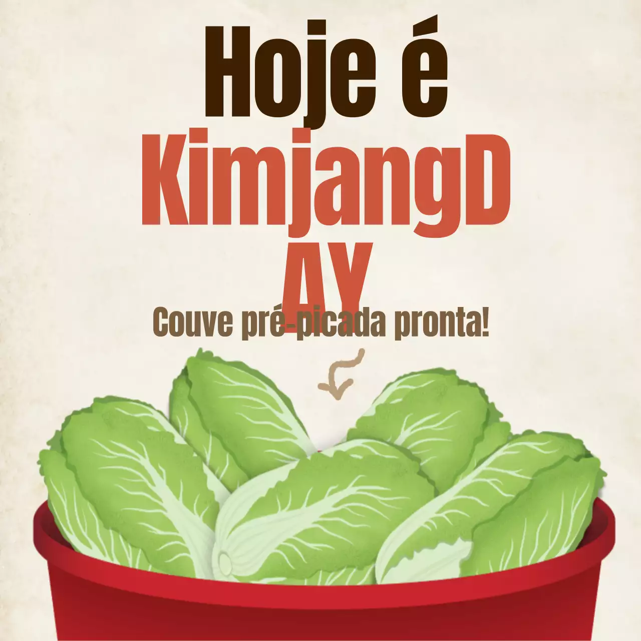 Anúncio simples de kimchi em marfim
