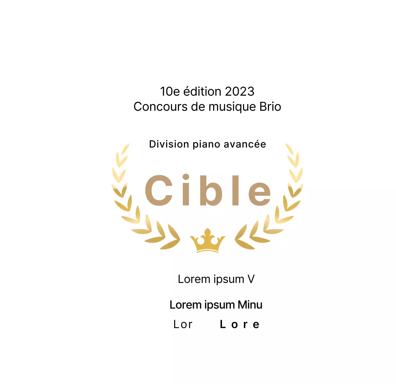 Plaque du lauréat du concept de concours avec illustration de lignes de laurier et de couronne