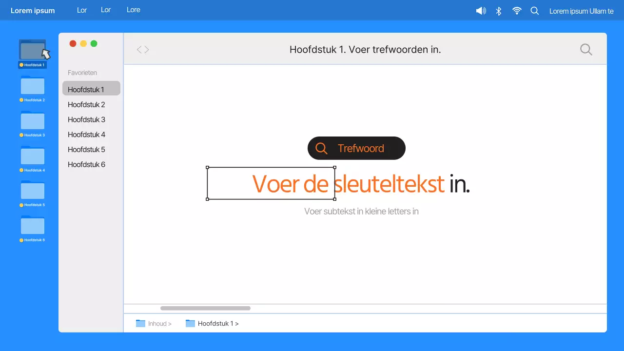 Eenvoudige computer desktop UI in blauw en oranje Bedrijfsprofiel