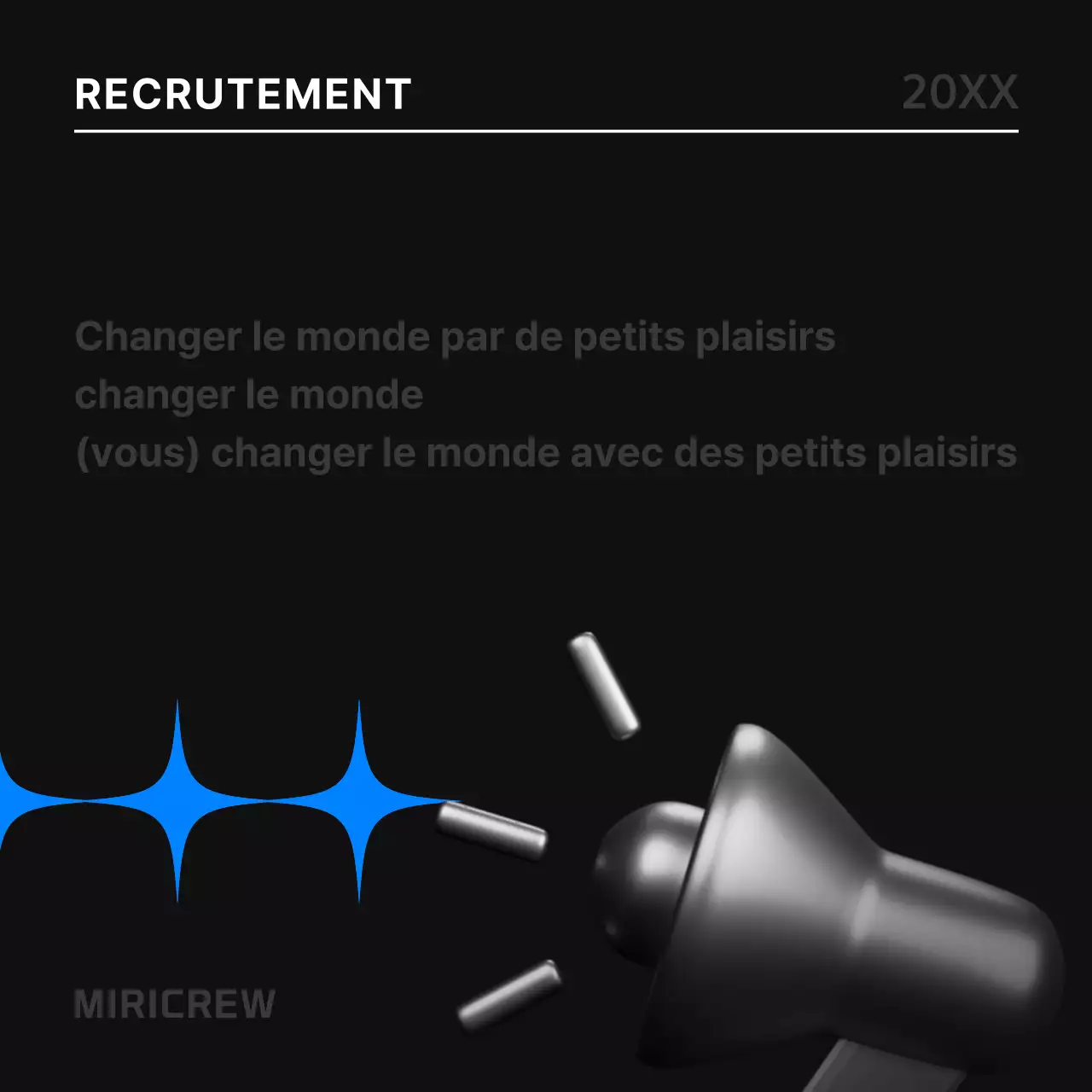 Une simple offre d'emploi en noir et bleu