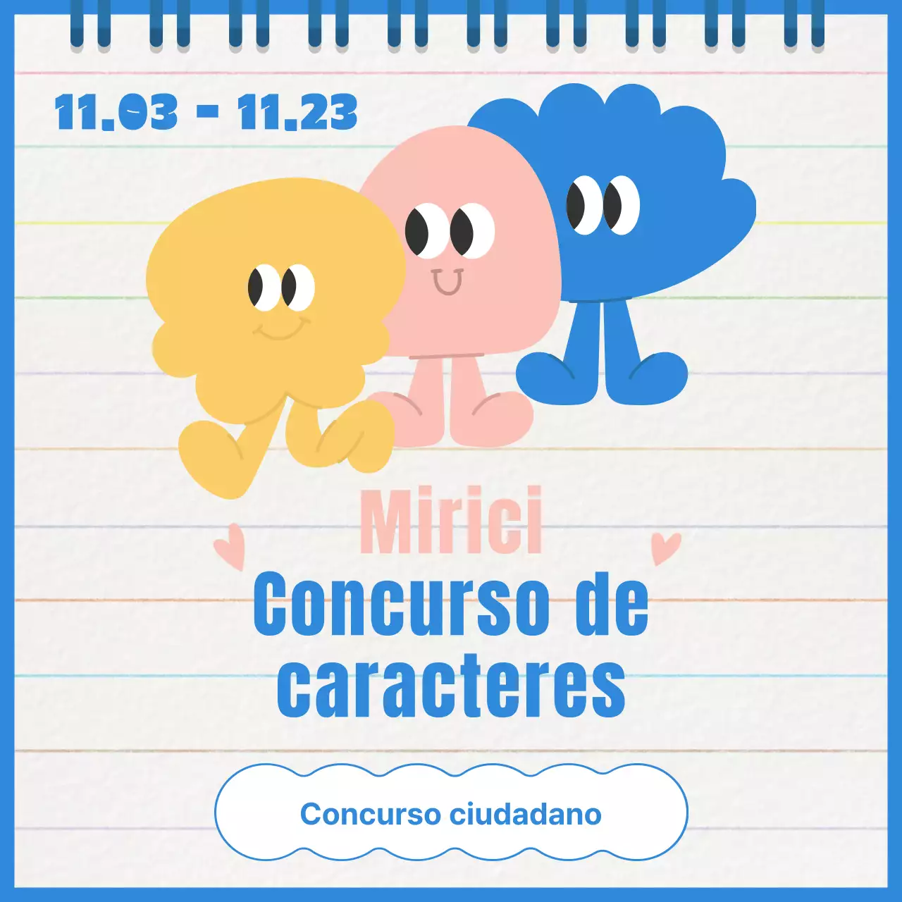 Promover un concurso de carácter minimalista en amarillo y azul