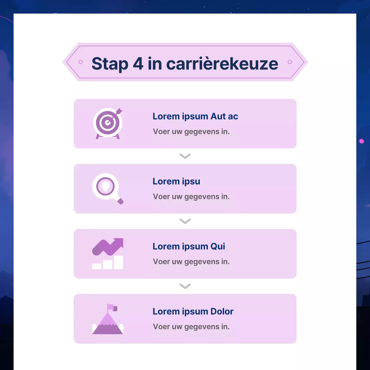 Promoot counseling in marineblauw en paars als trendkleur