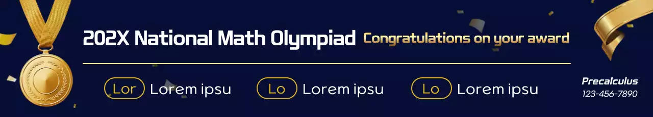 Classy school promotion awards list with golden medals and ribbons on a navy background.