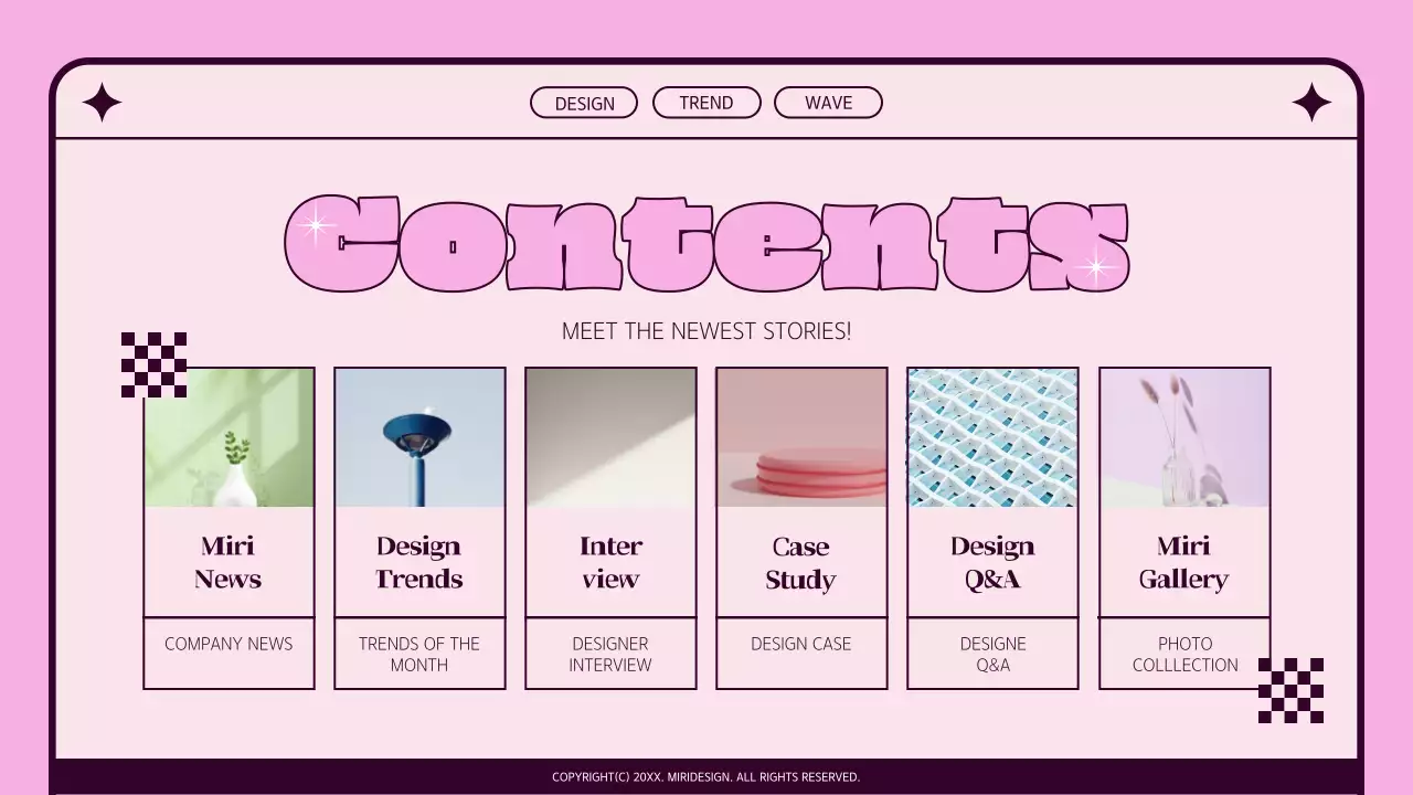 핑크 트렌디 디자인 뉴스레터 프리젠테이션