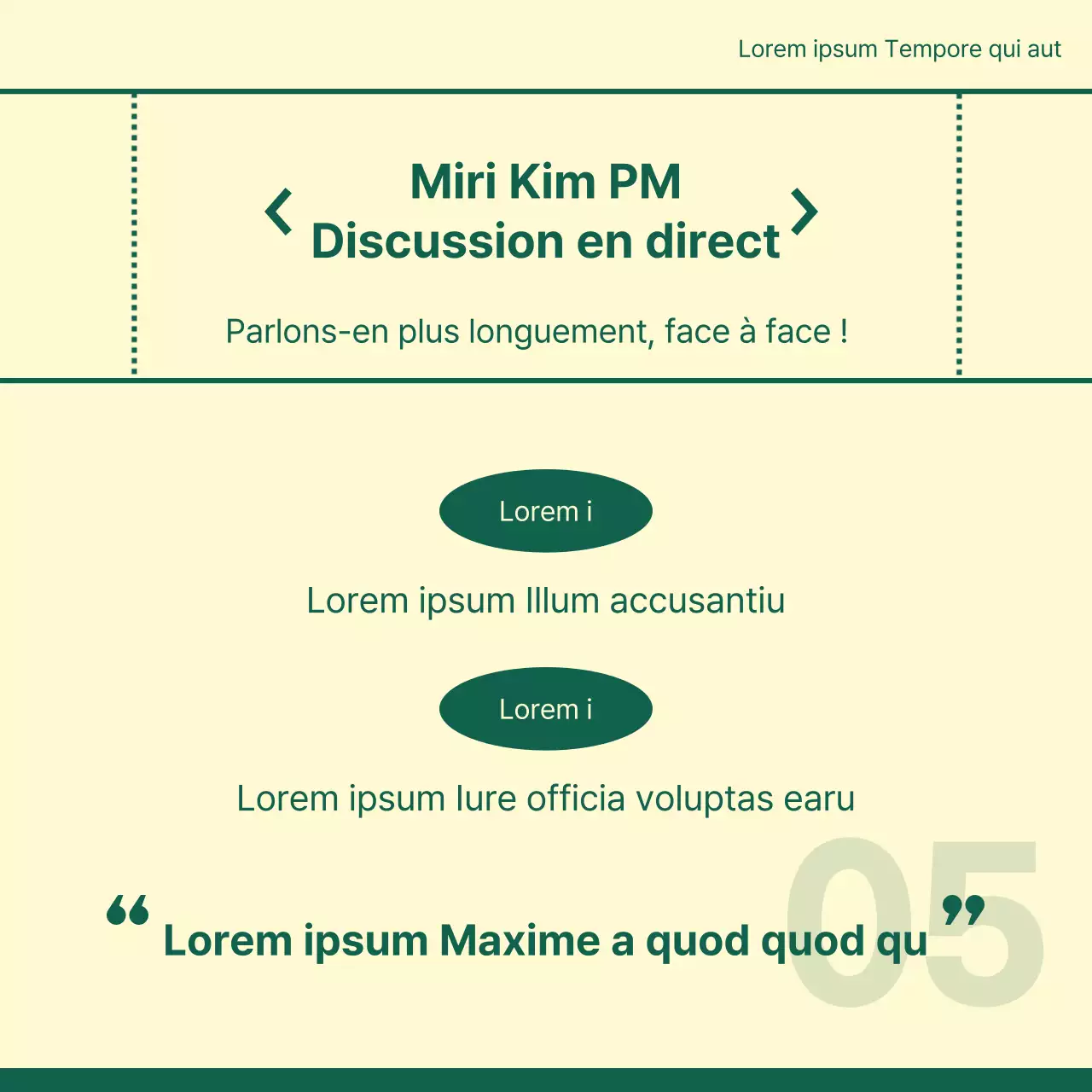 Un portrait d'entreprise simple, un poste d'entretien en ivoire et vert
