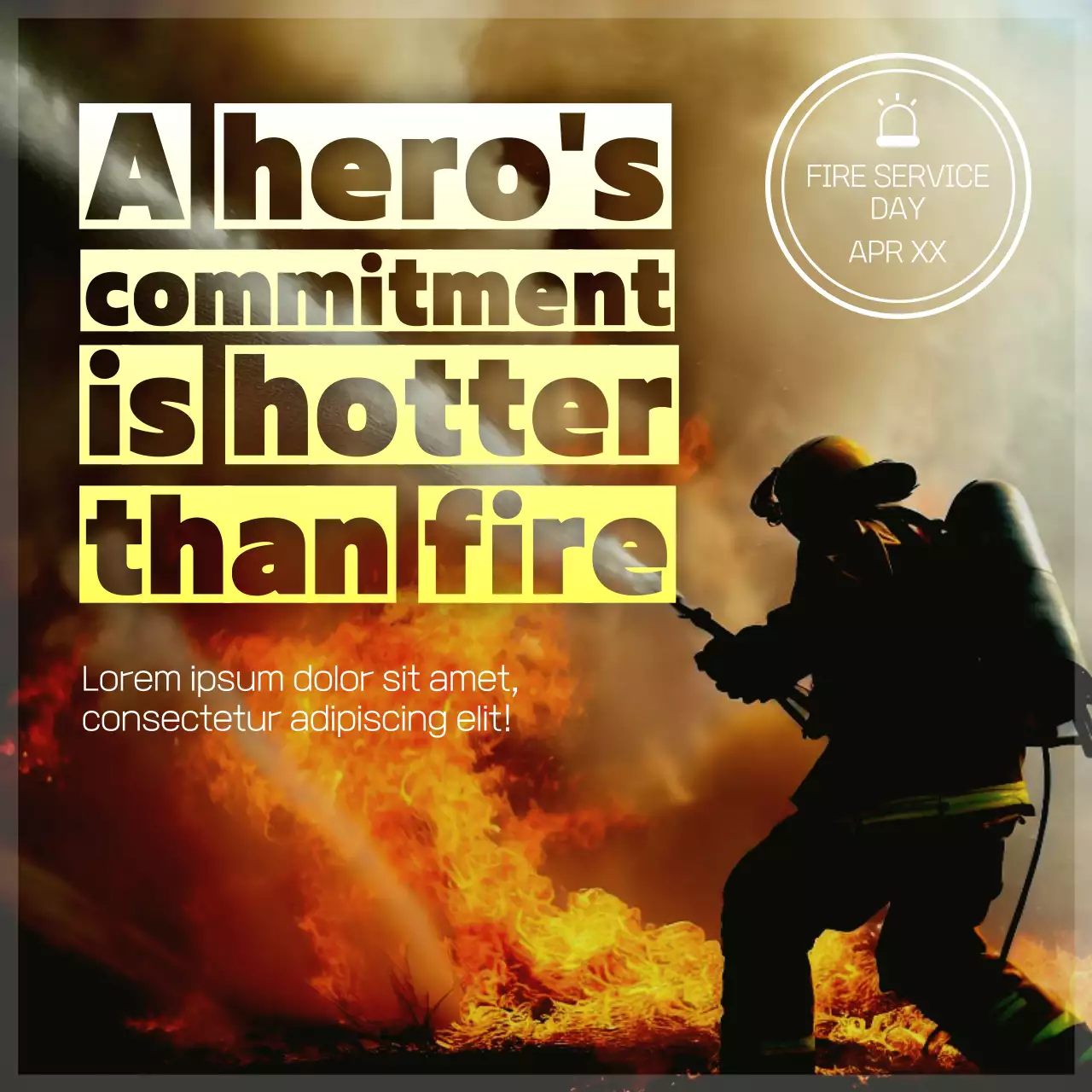 Orange Bold Firefighter Announcement Social Media Post