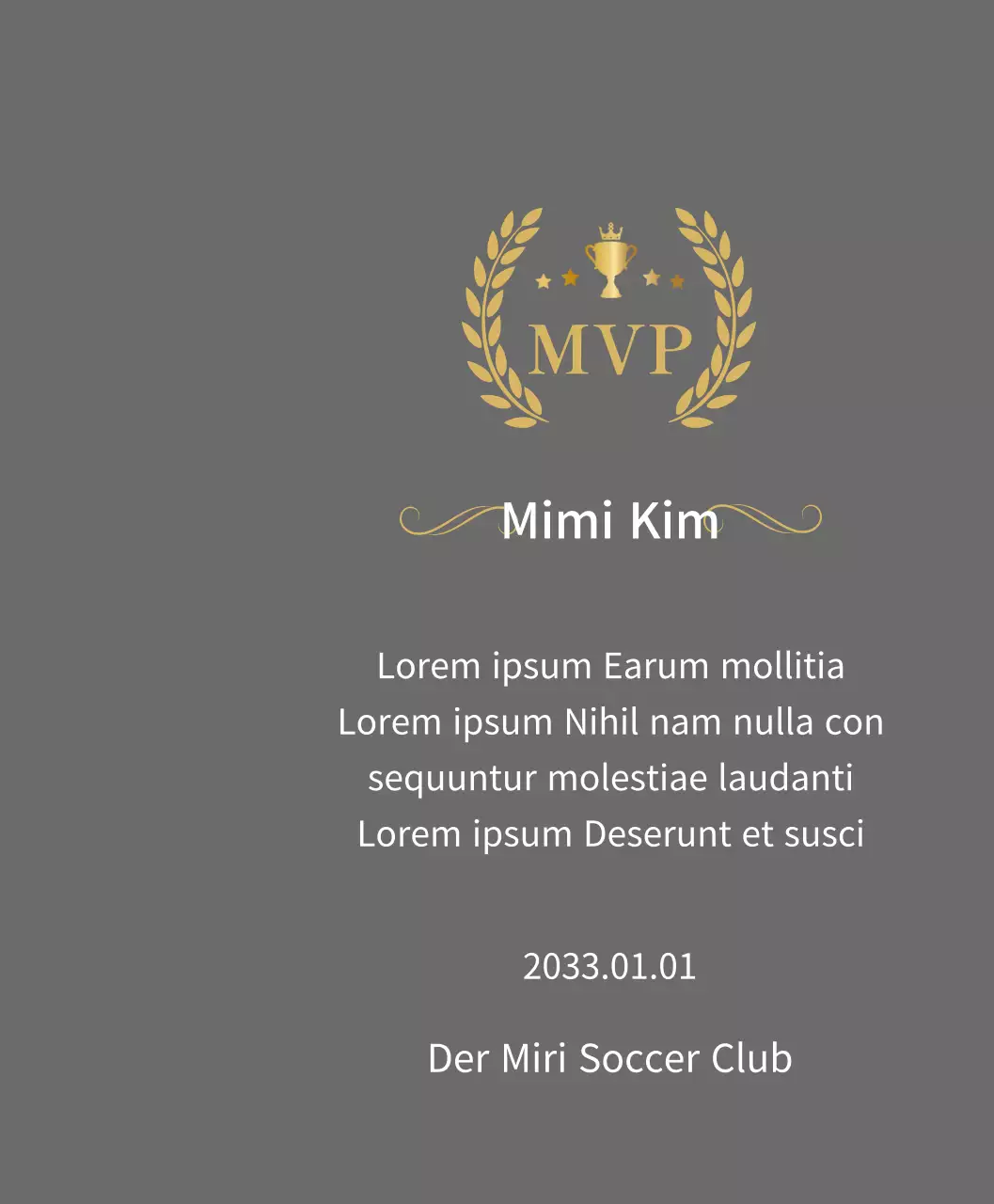 Meisterschaftsplakette mit goldenen Lorbeeren und Trophäe