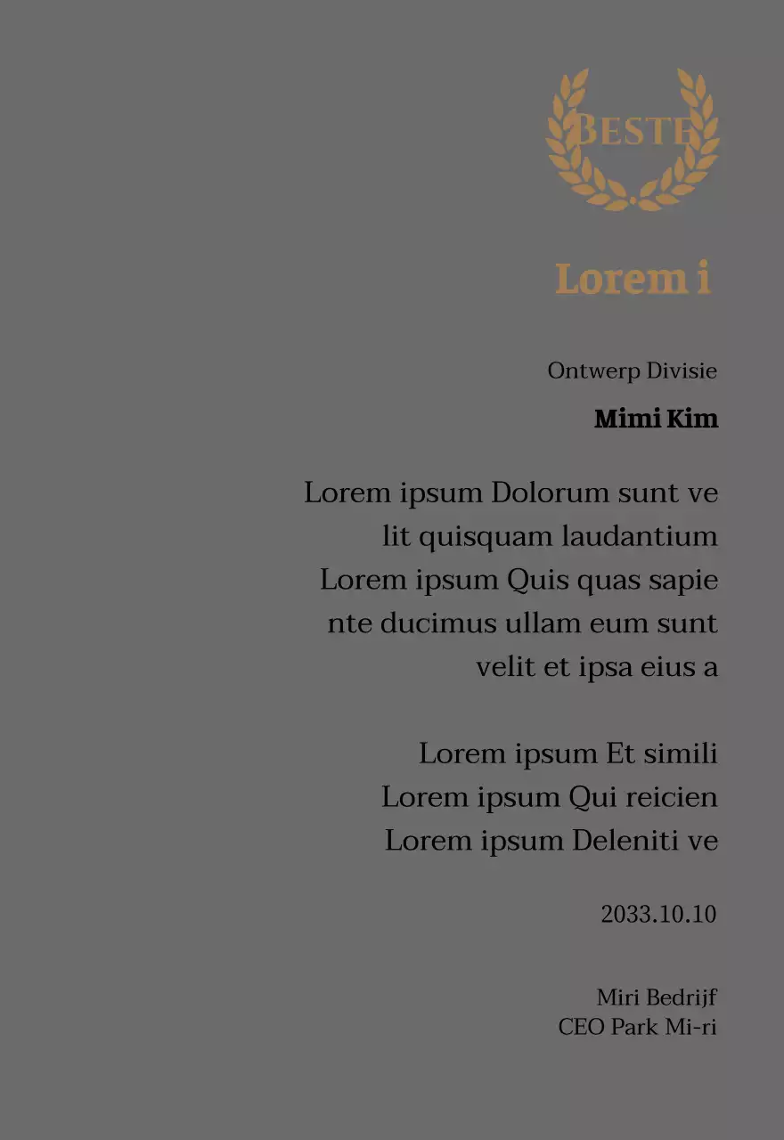 Luxe bedankbord met gouden lauweren en stempel