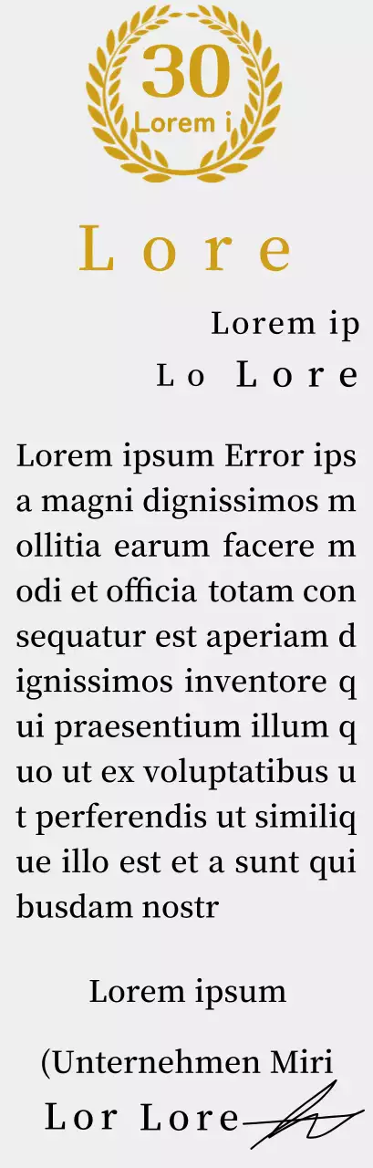 Firmenjubiläumsplakette mit Lorbeersymbol Konzept