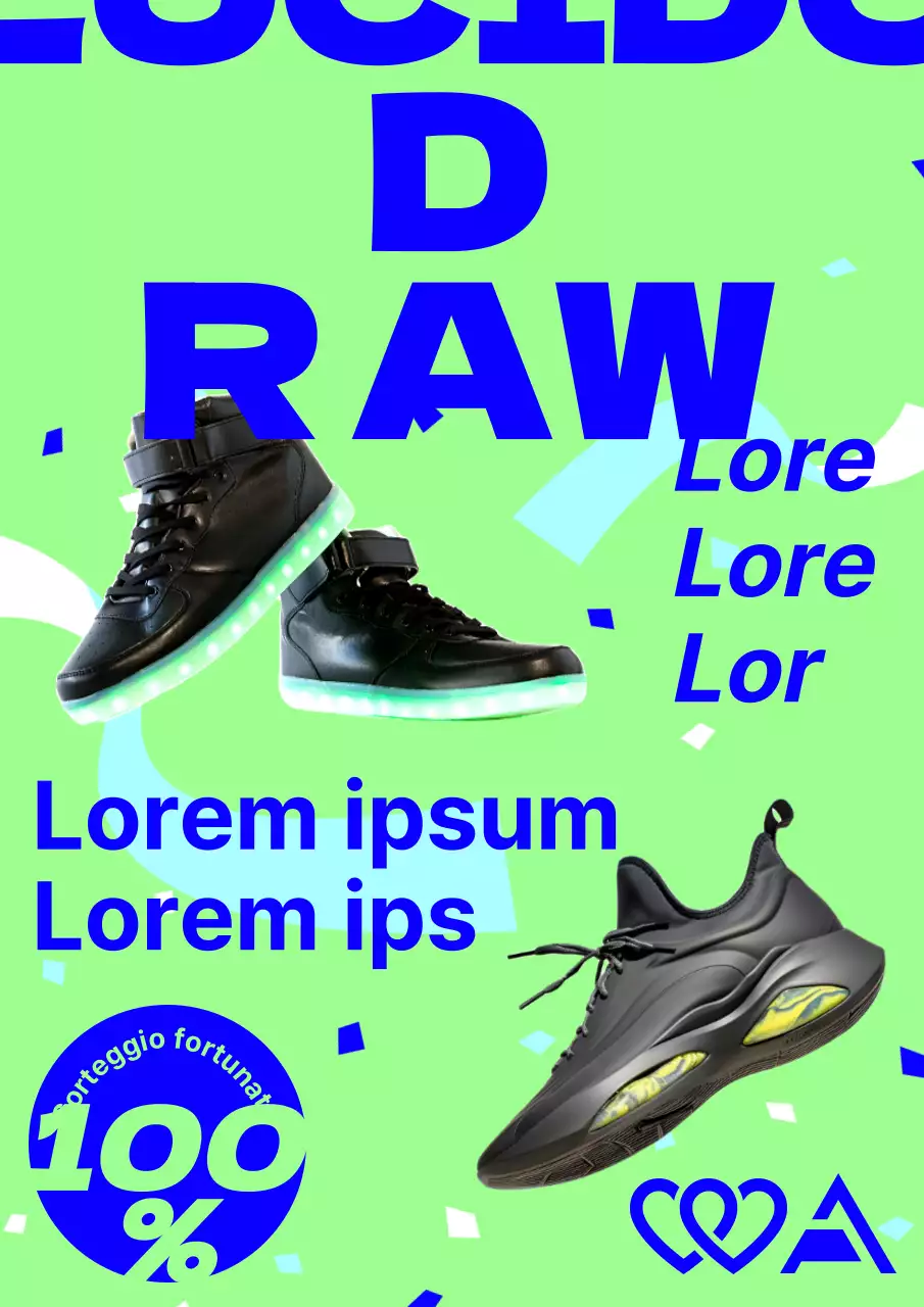 Annuncio di evento di tendenza per le sneaker in chartreuse e blu