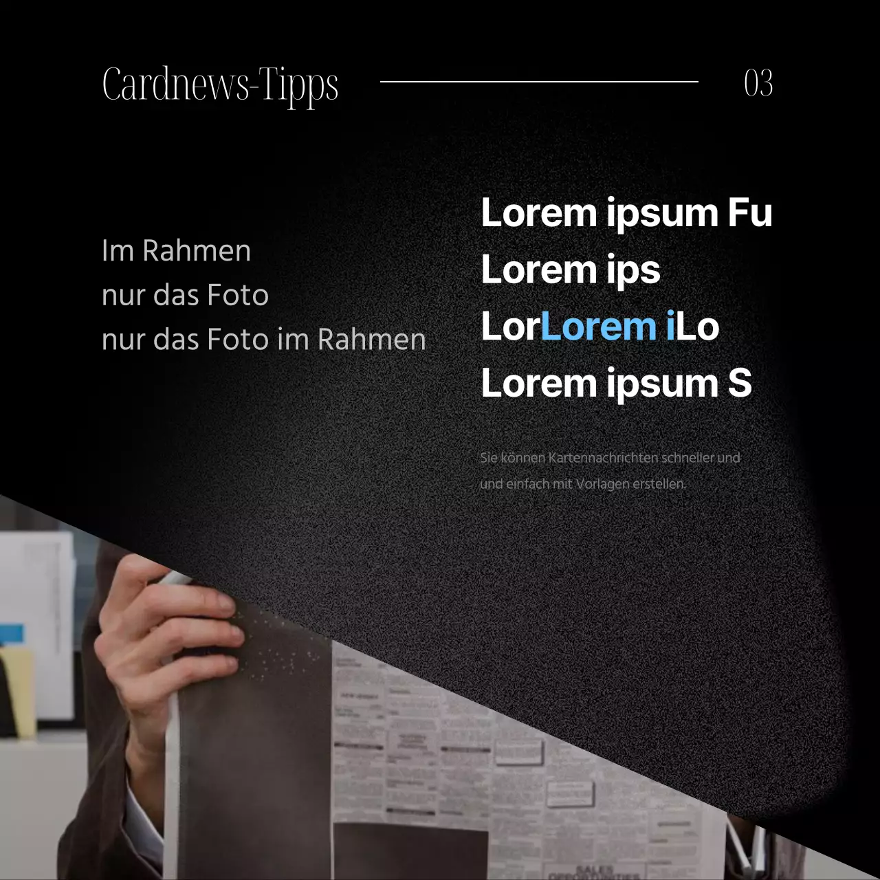 Eine moderne Geschäftspost in Schwarz und Hellblau