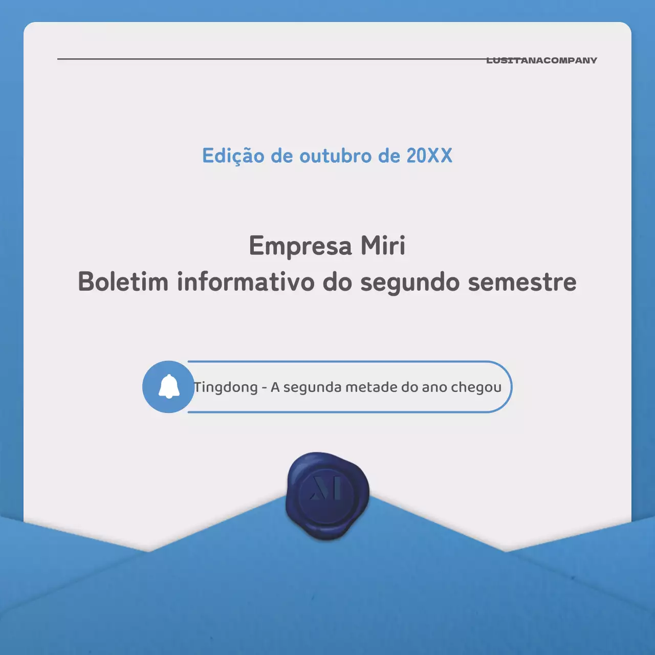 Uma carta simples em azul e azul-marinho para o boletim informativo
