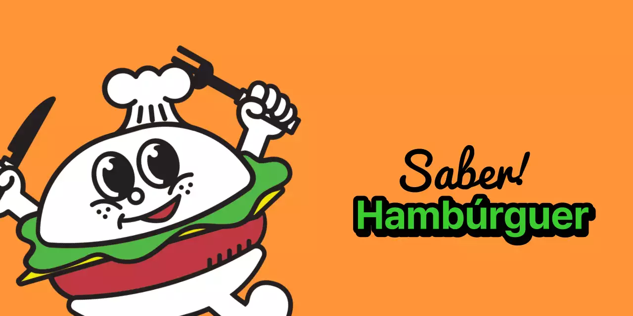 Mercadoria com a marca de hambúrguer artesanal laranja e verde da Heathertack