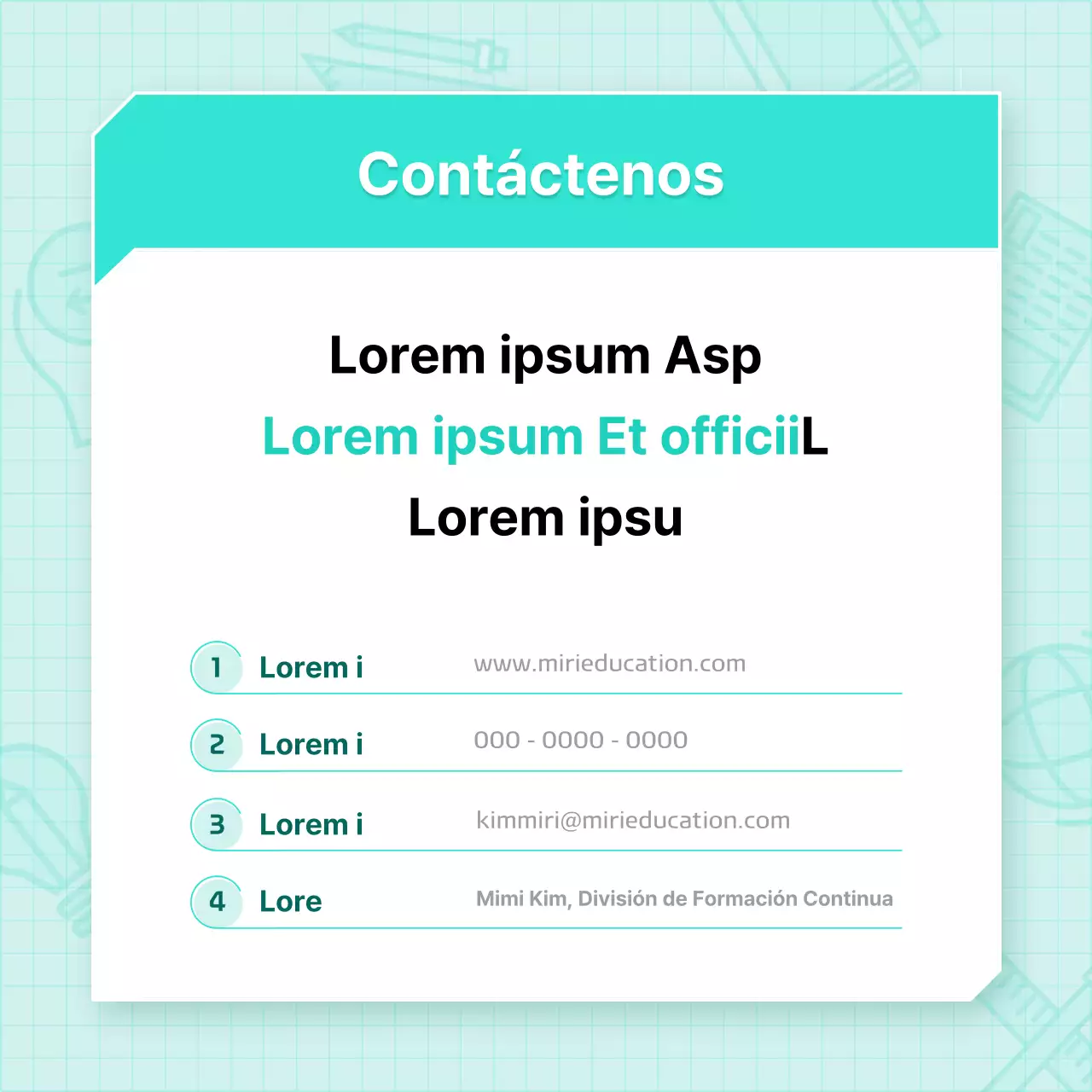 Anuncios de cursos de formación permanente modernos y básicos en menta y blanco