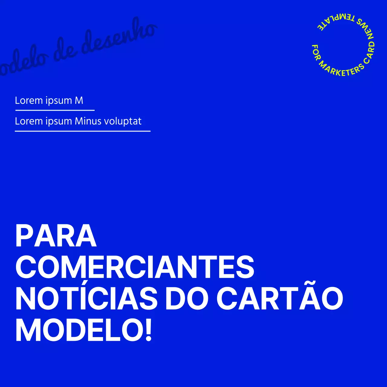 Proposta de modelo de cardnews moderno e atual em azul marinho e cores fluorescentes