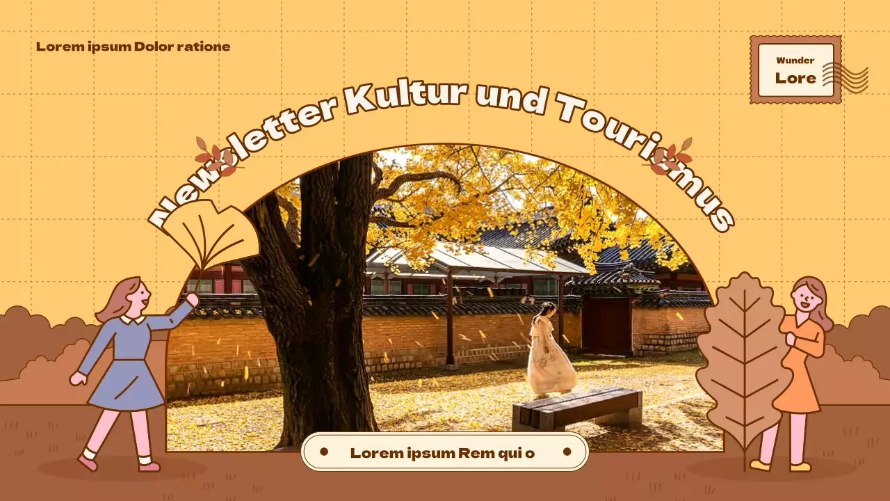 Ein einfacher gelber und brauner Newsletter für den Kulturtourismus