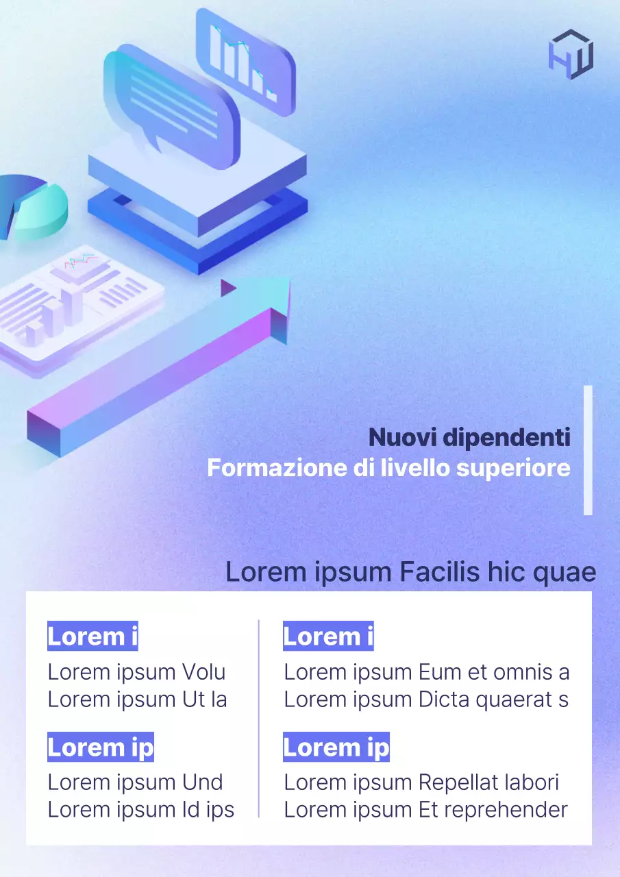 Semplice annuncio di formazione per i nuovi assunti in azzurro e viola