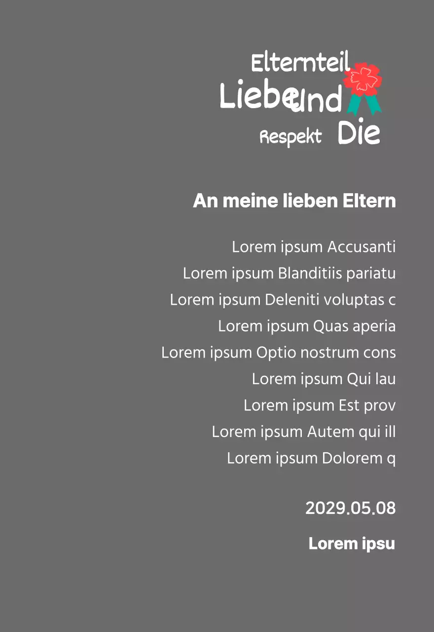 Kalligraphie zum Muttertag mit roter Nelke Illustration