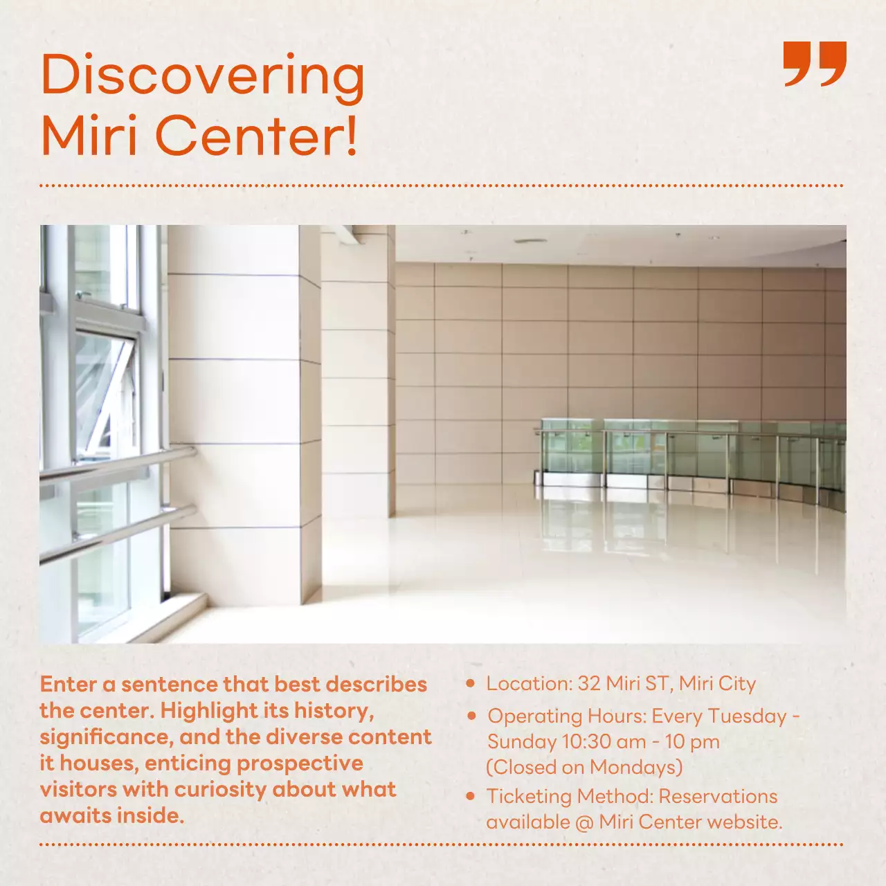 Orange Minimal Center Guide Instagram Carousel