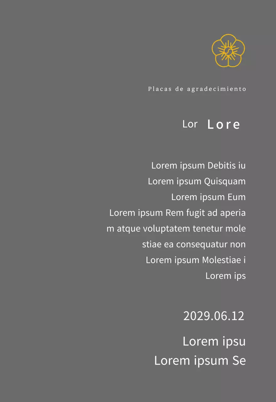 Placa concepto premio con flores de líneas doradas