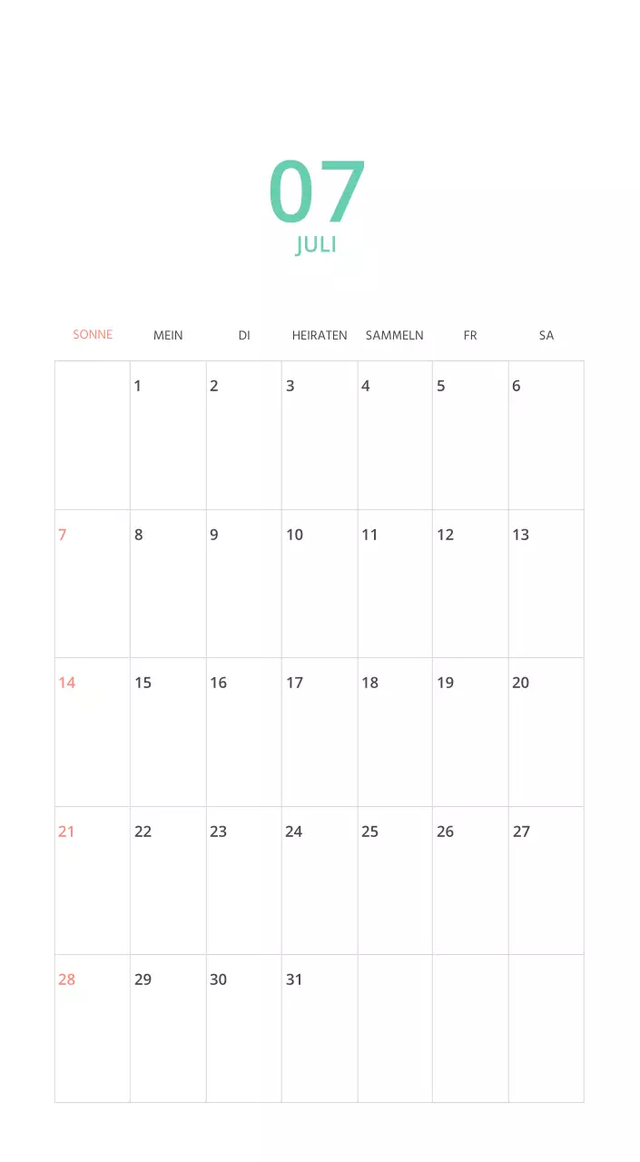 Mehrfarbiger Bildkalender