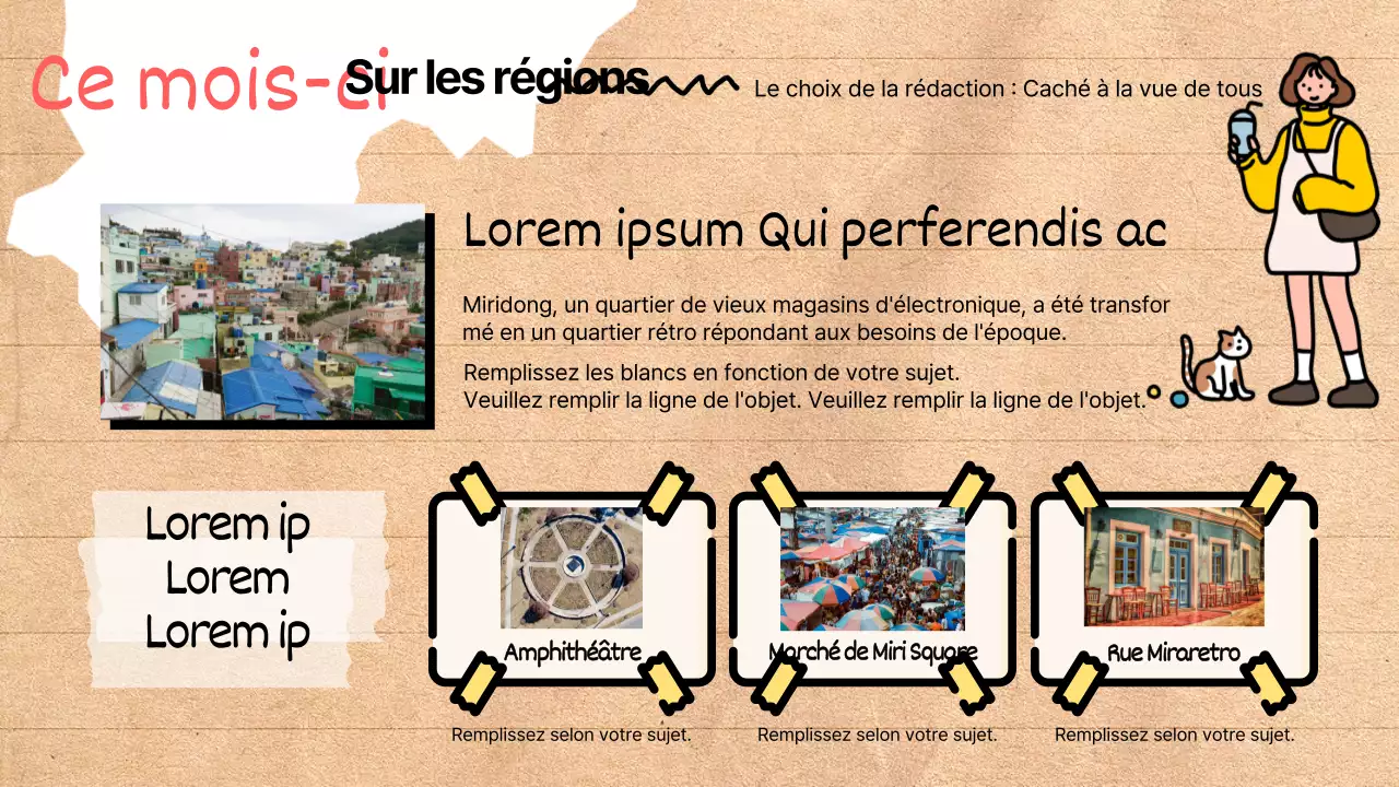 Un guide des quartiers branchés sur fond beige