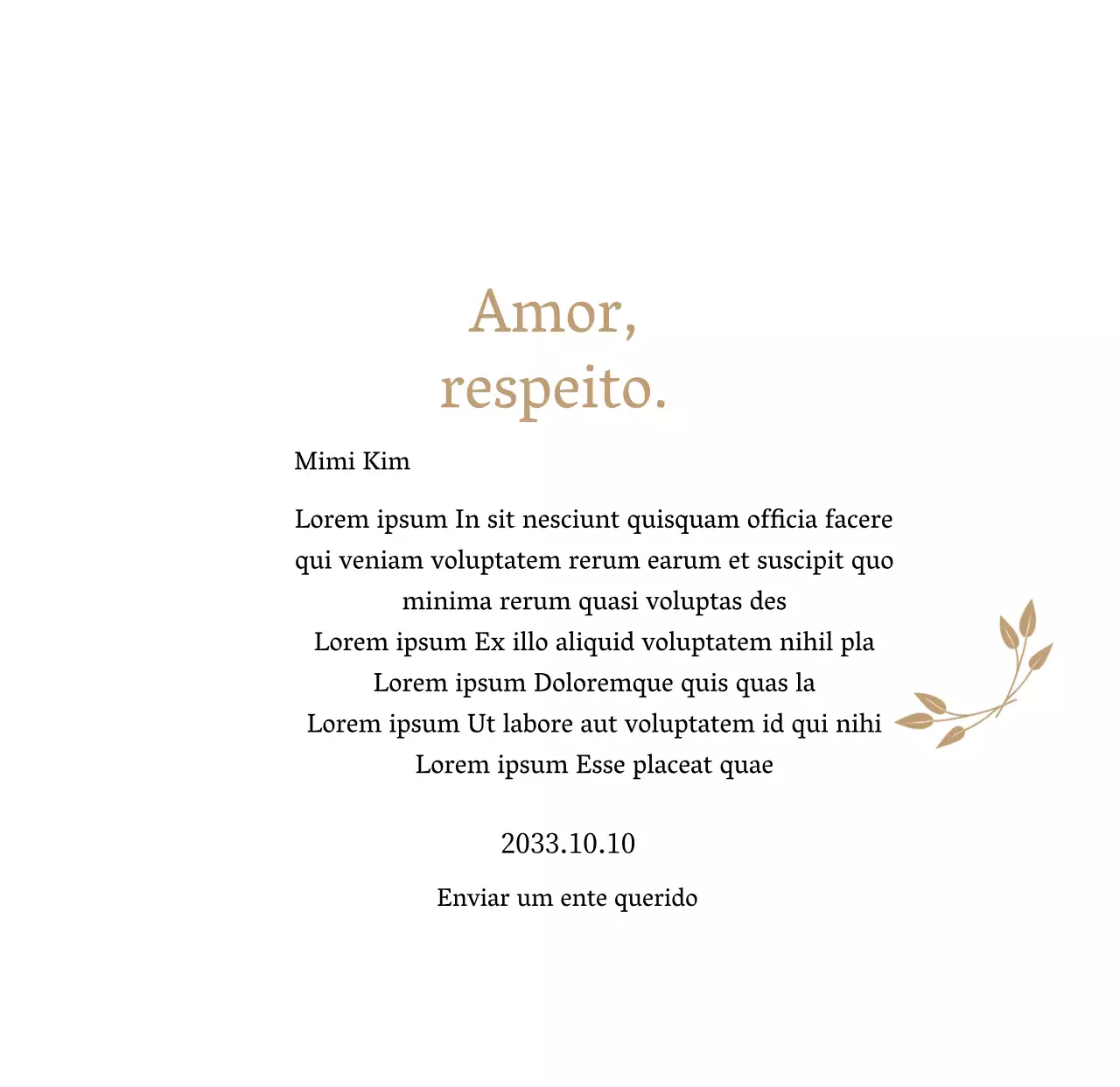 Placa de agradecimento elegante com ouro e folhas