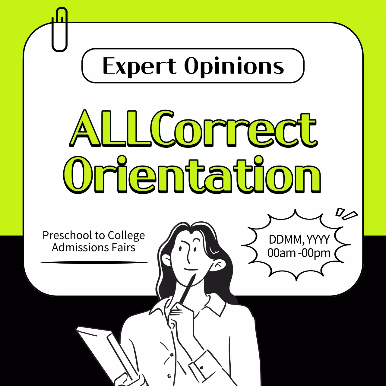 네온 모던 교육 홍보 소셜 미디어 게시물