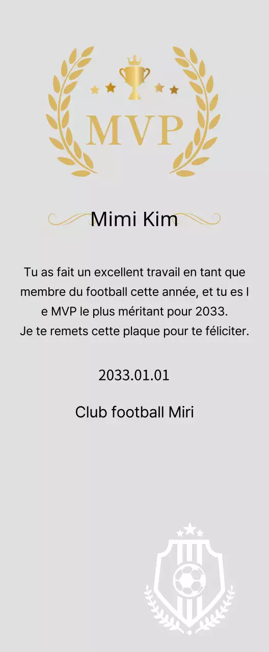 Plaques de championnat luxueuses avec lauriers et trophées en or