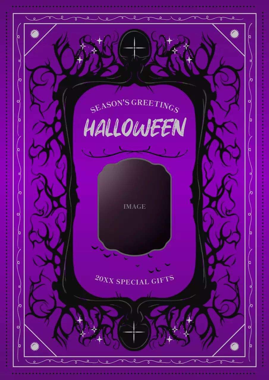 보라색 빈티지 할로윈 초대장 포스터