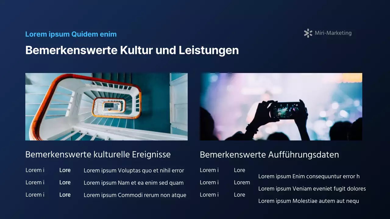 Ein moderner Marketingbericht in Marineblau und Weiß