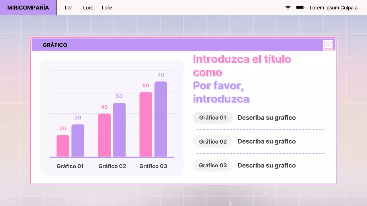 Informe de diseño de navegador retro en morado y rosa