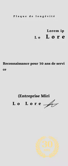 Plaque d'entreprise pour longs états de service avec symbole de laurier