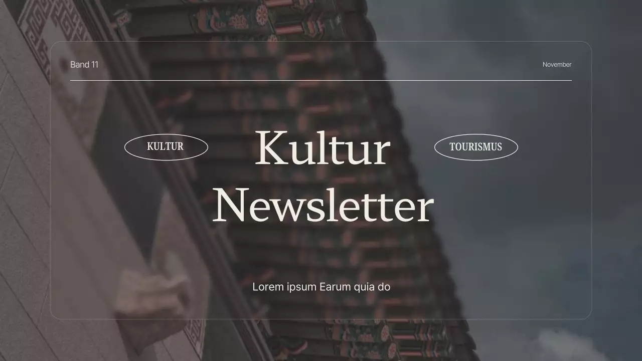 Ein klassischer Newsletter für den Kulturtourismus in Beige und Khaki