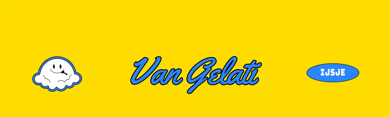 Geel en blauw gelato branded merchandise header tag