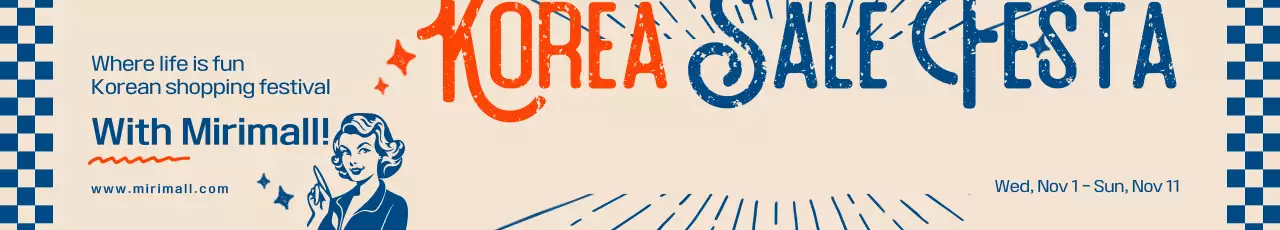 Announcing the Korea Sale Festa event with a retro look in blue and red
