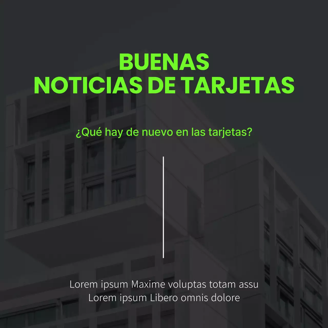 Propuesta de plantilla cardnews moderna y actual en azul marino y colores flúor