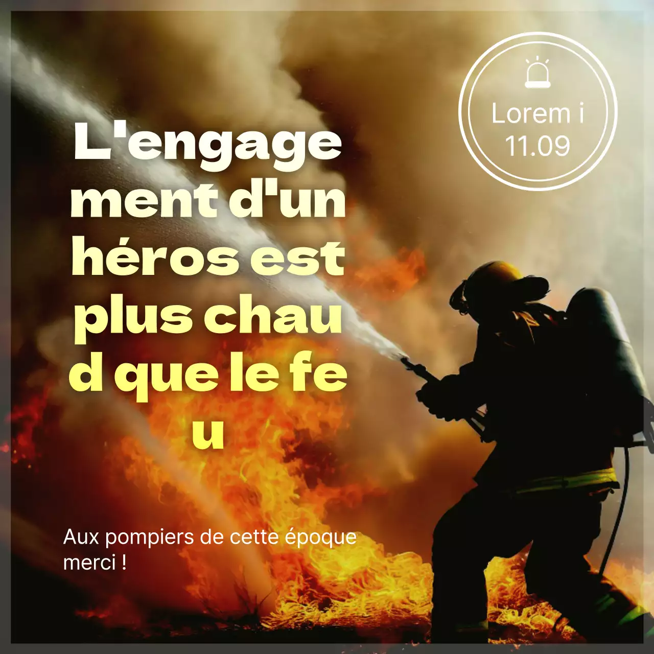 Promouvoir la journée des pompiers en marron et jaune avec une touche de modernité