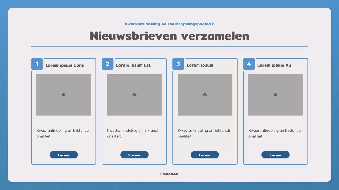 Promoot je nieuwsbrief met een eenvoudige brief in blauw en marineblauw