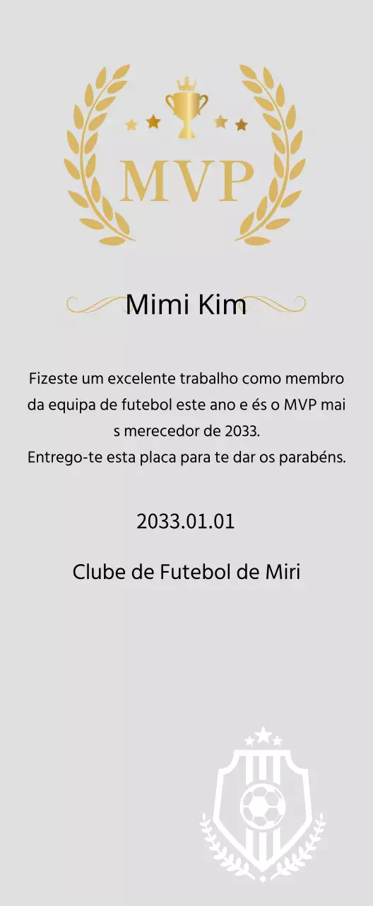 Luxuosas placas de campeonato com louros e troféus em ouro