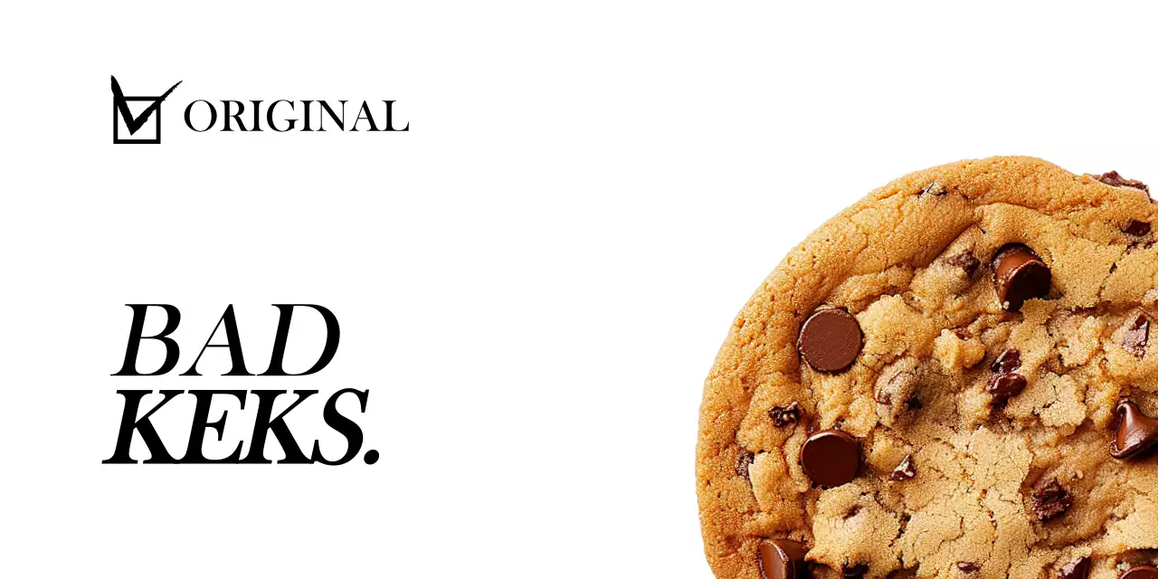 Verpackungskopfleiste mit einem Bild eines Kekses auf weißem Hintergrund