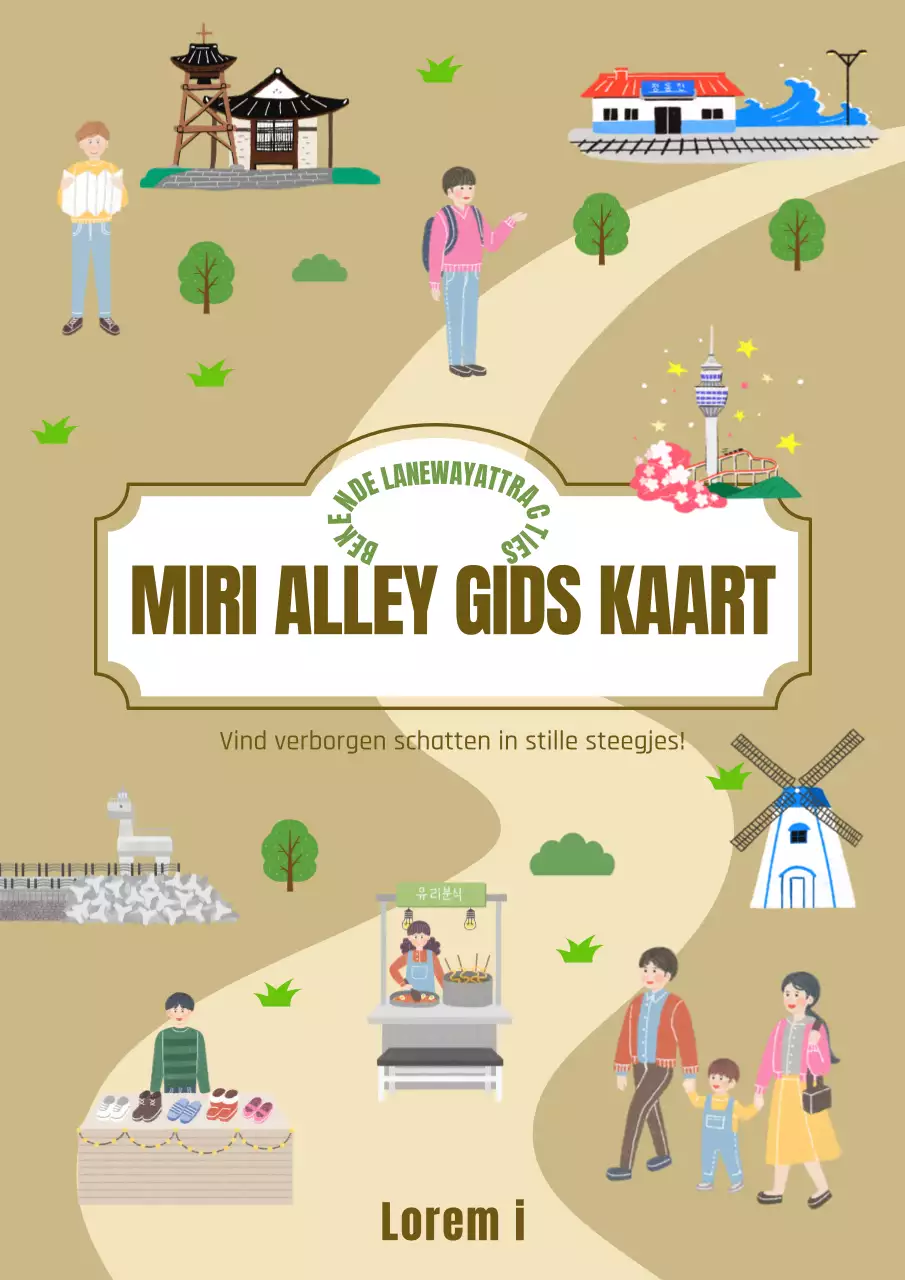 Bruine en groene natuurlijke steegjes tourgidsMapgids