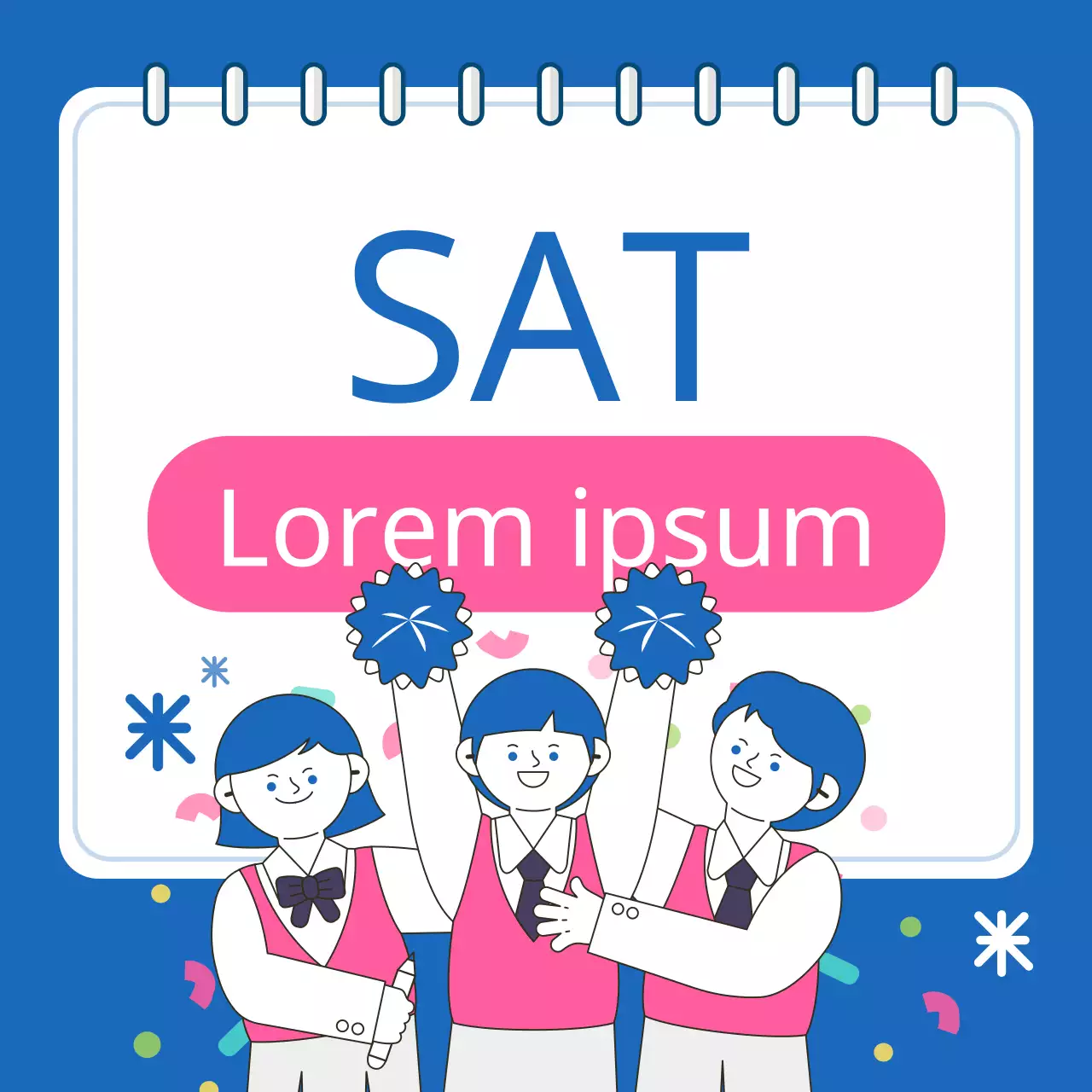 Suggerimenti per i regali per il test d'ammissione al college con colori blu e rosa acceso